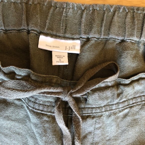 J. Jill 100% Linen Crop Pants in Olive Green - Picture 4 of 6